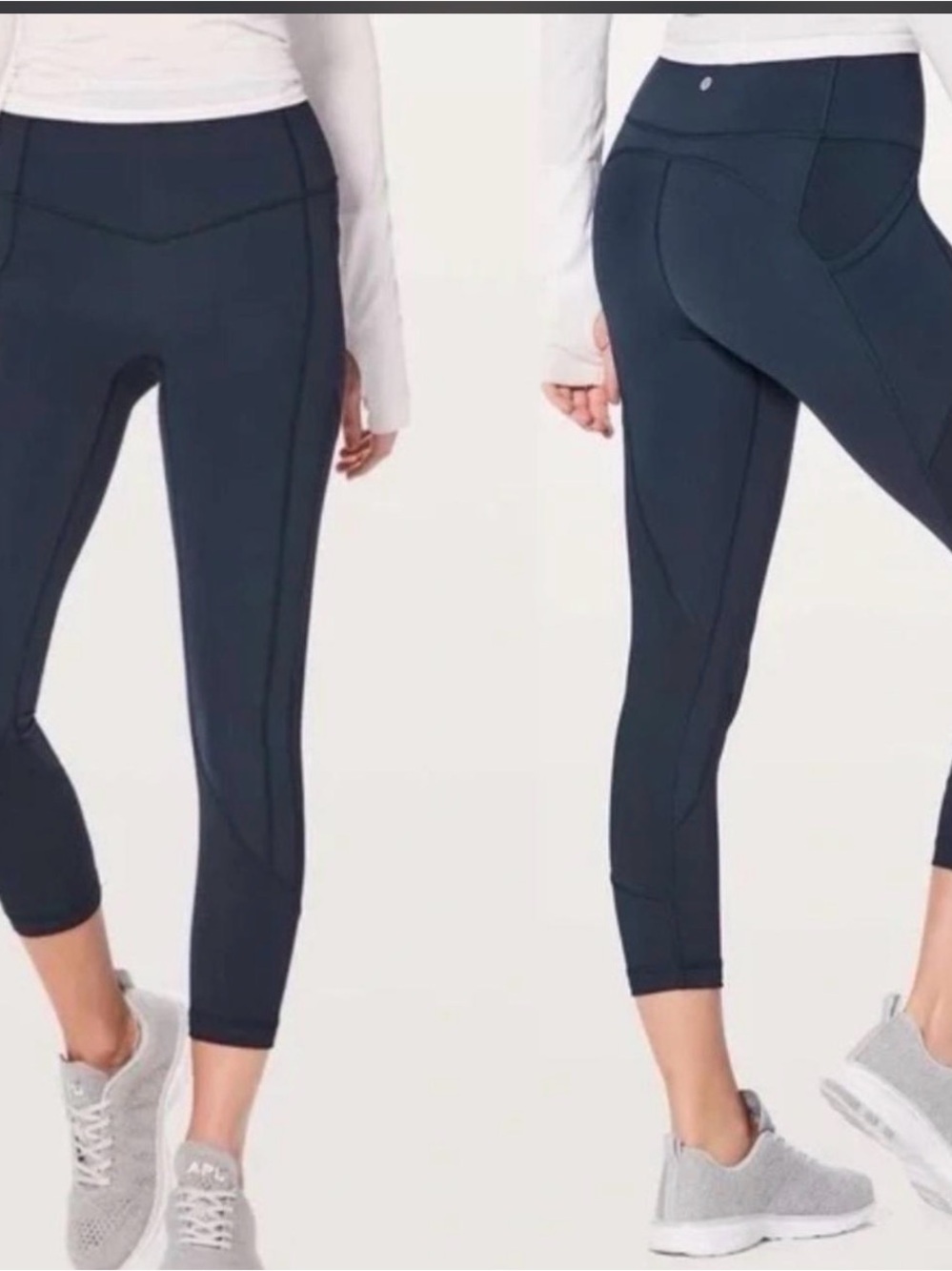 Lululemon All The Right Places Cropped Leggings Navy Blue, High-Rise 23" Sz 4